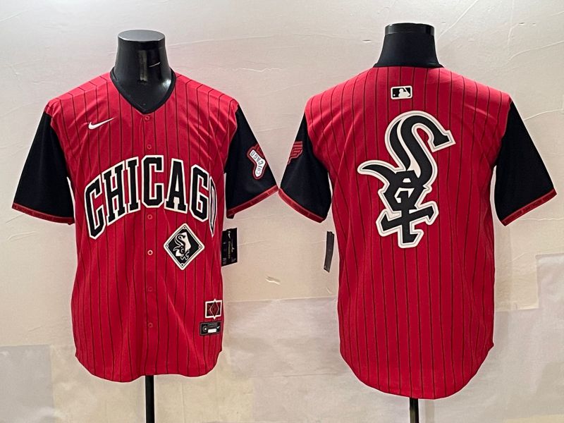 Men Chicago White Sox Blank Red Stripe Joint Name 2025 Nike MLB Jersey style 16->chicago white sox->MLB Jersey